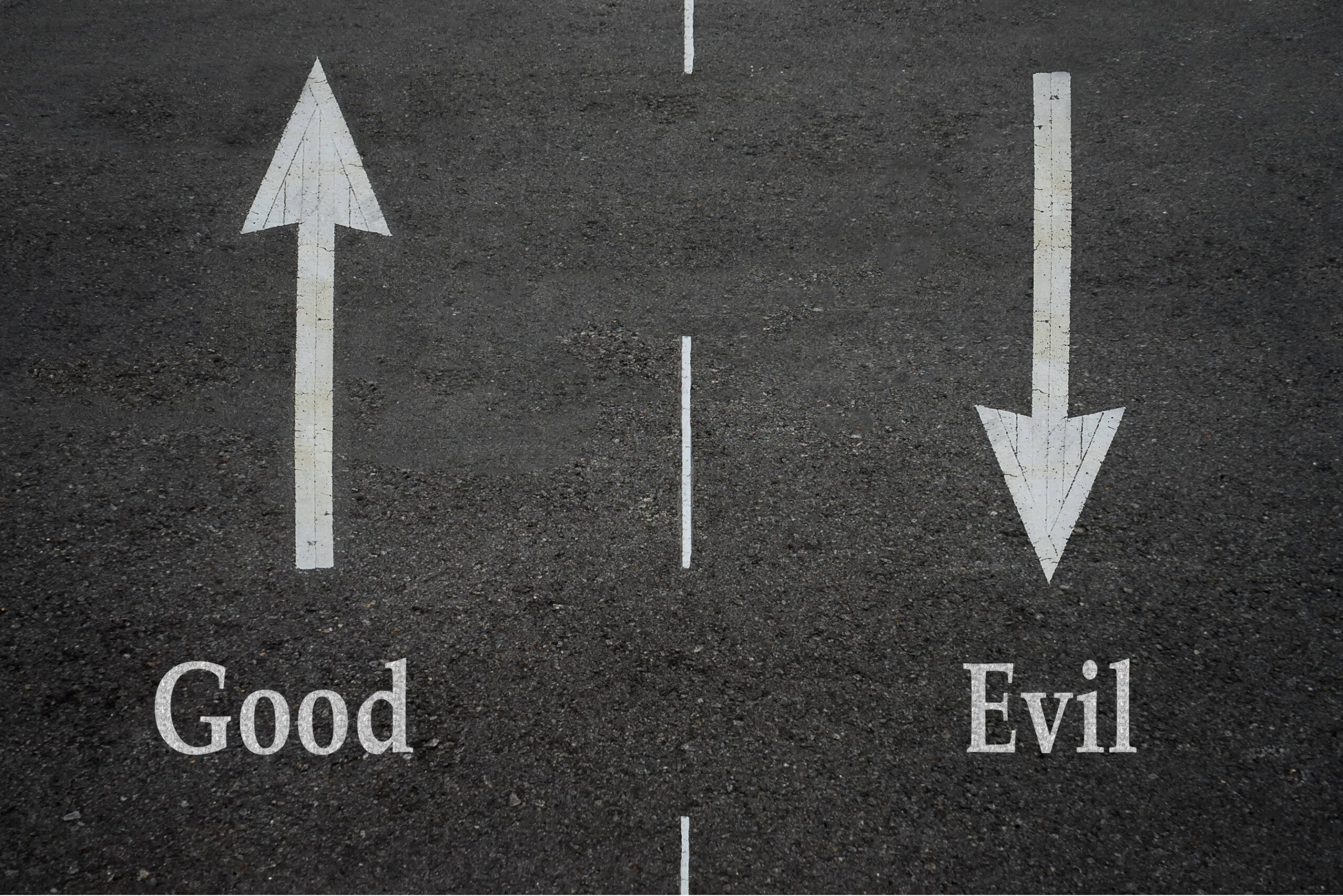 A Two Way Street. Arrow Pointing Up Represents Good, Arrow Pointing Down Represents Evil. Good Seo Practices Like Linkable Assets Make Results Go Up.