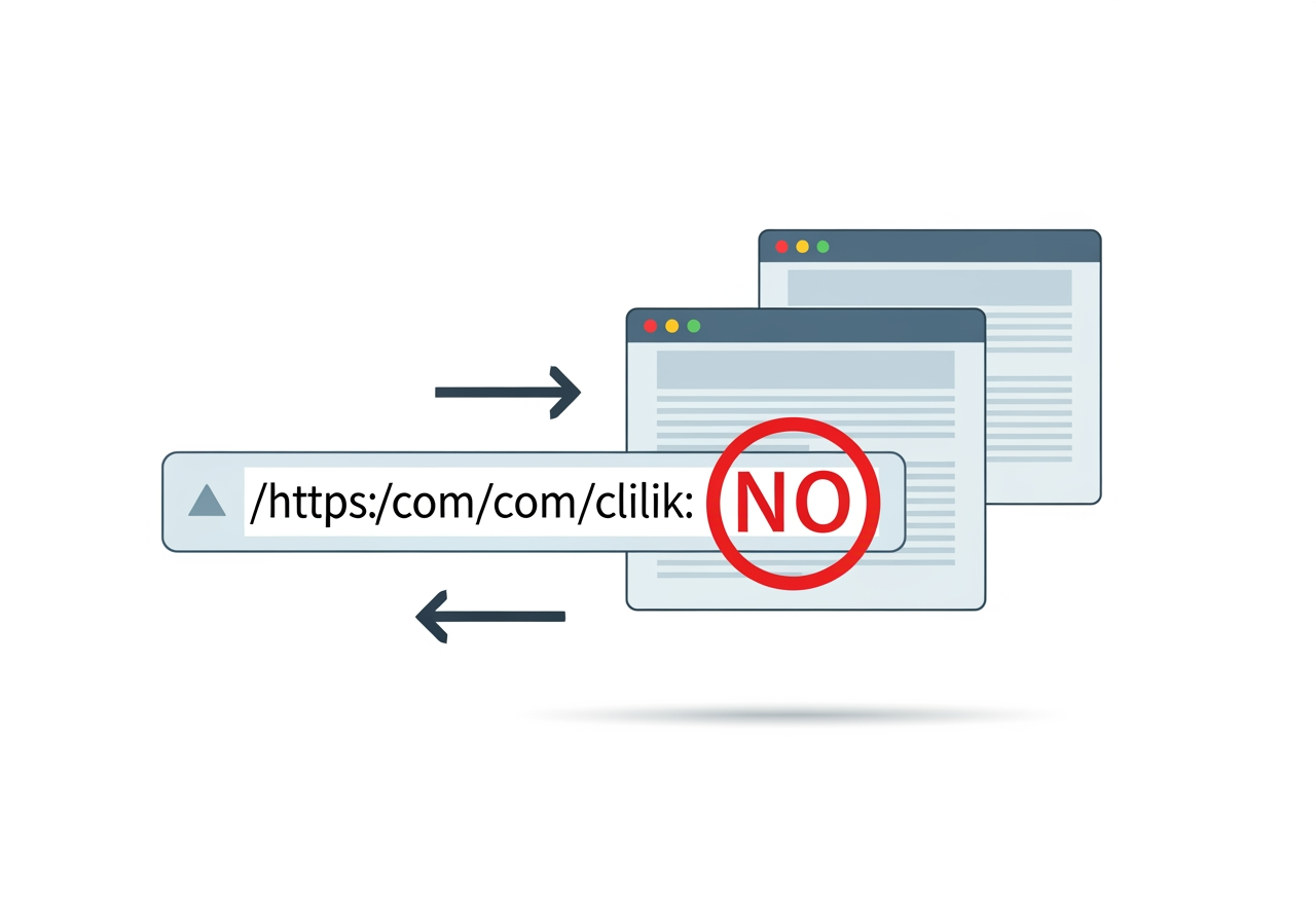 When Not To Create Linkable Assets 5 A Stylized Illustration Of A Web Page Displaying A Url String That Points To Another Web Page, With A Large Red 'X' Or 'No' S